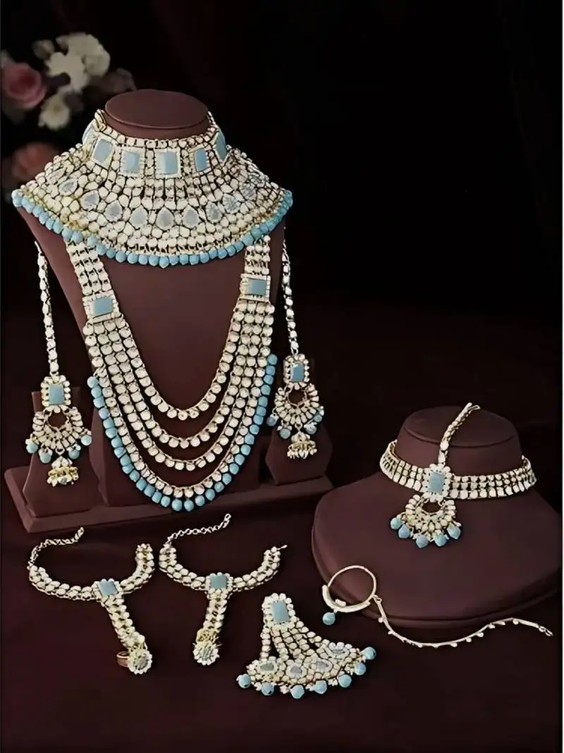 Traditional ethnic indian kundan dulhan bridal jewellery set for women