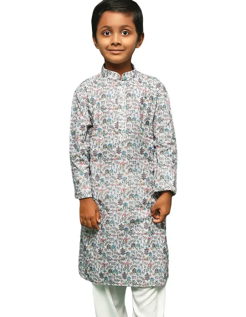 Multicolor cotton printed kurta for kids