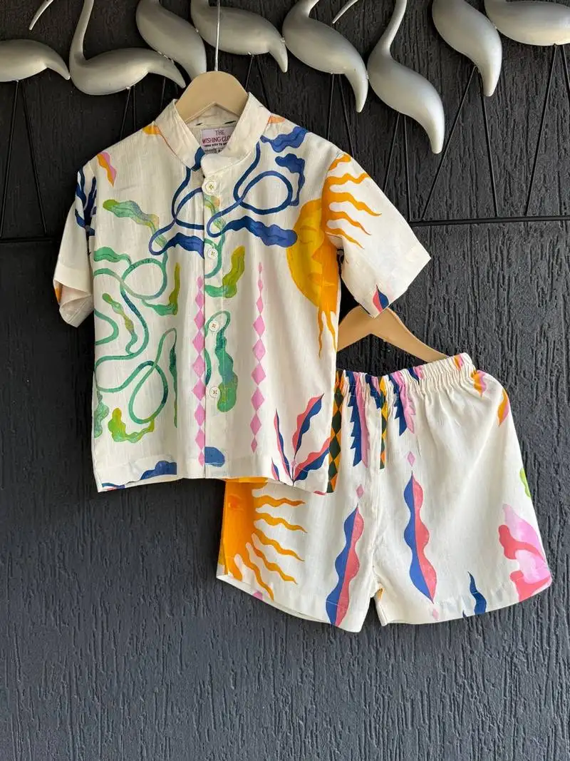 White printed cotton co ord set