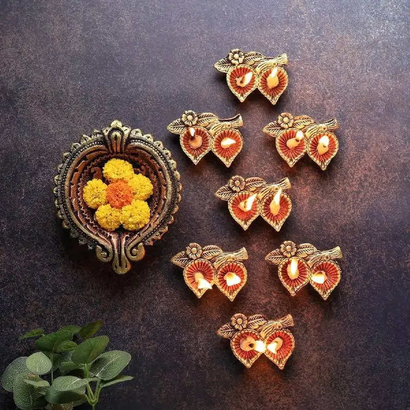 The handicraftian 2 leaf diya set of 12