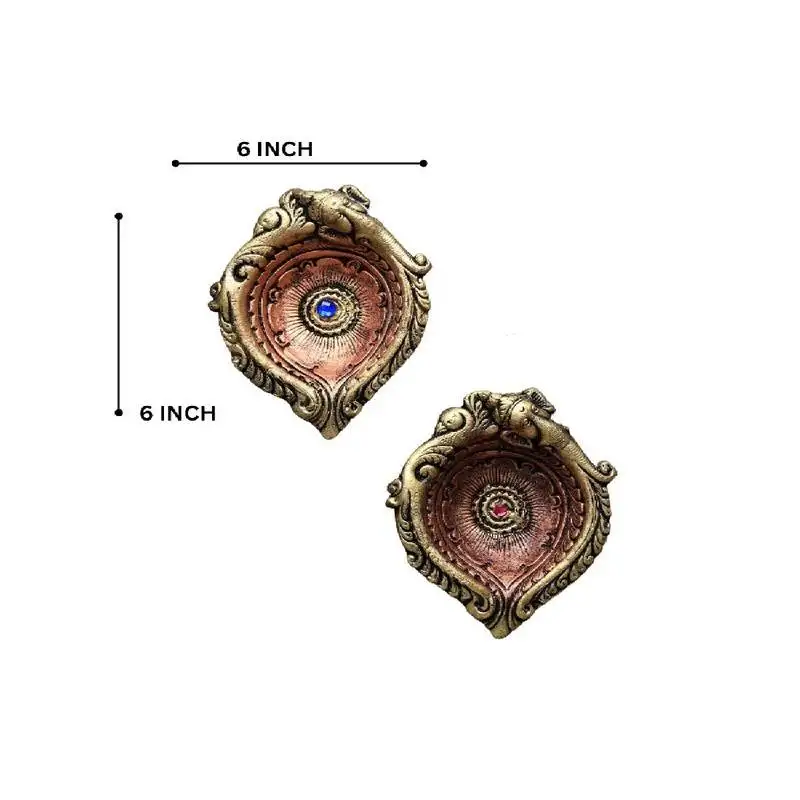 The handicraftian large elephant diya set of 2