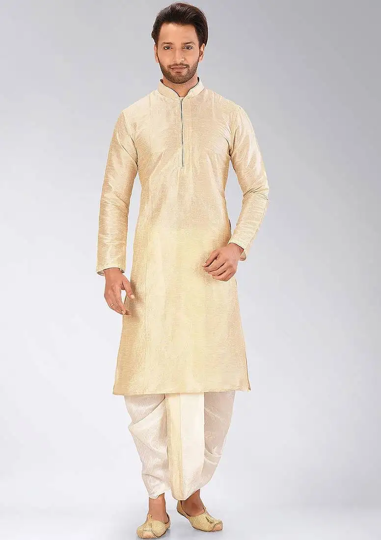 Fawn dupon art silk kurta with pipepin work