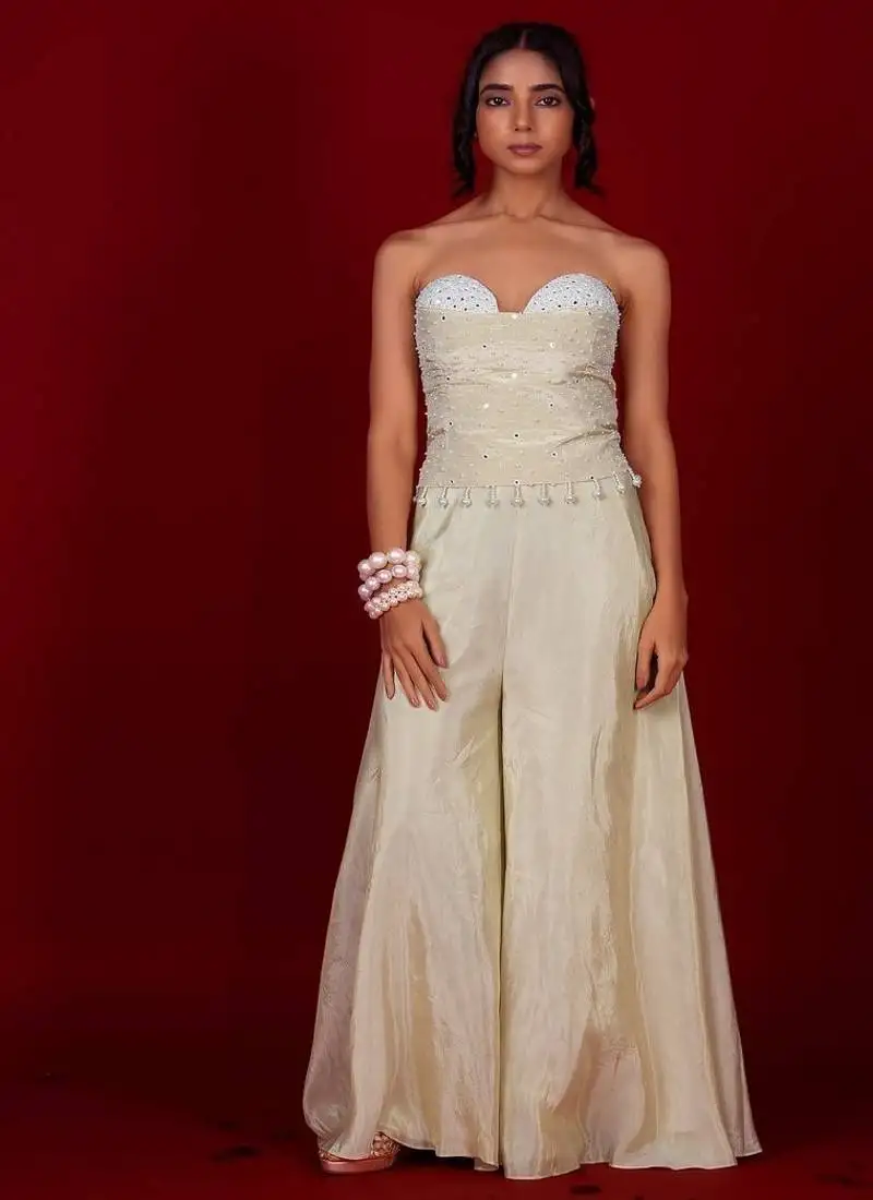 Ivory embroidered tissue co ord set