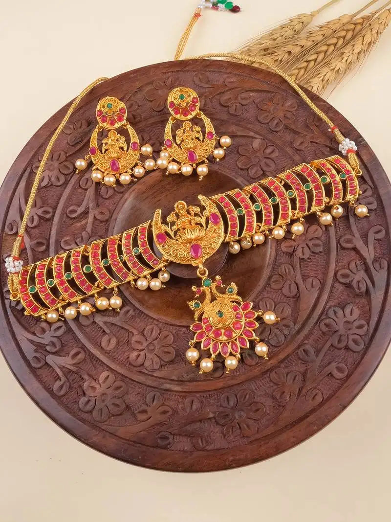 Gold plated goddess choker set