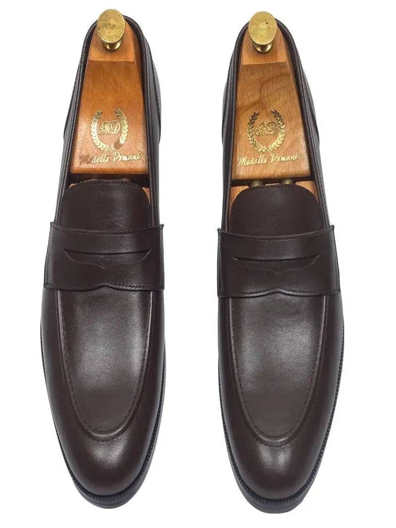 Brown solid leather shoes