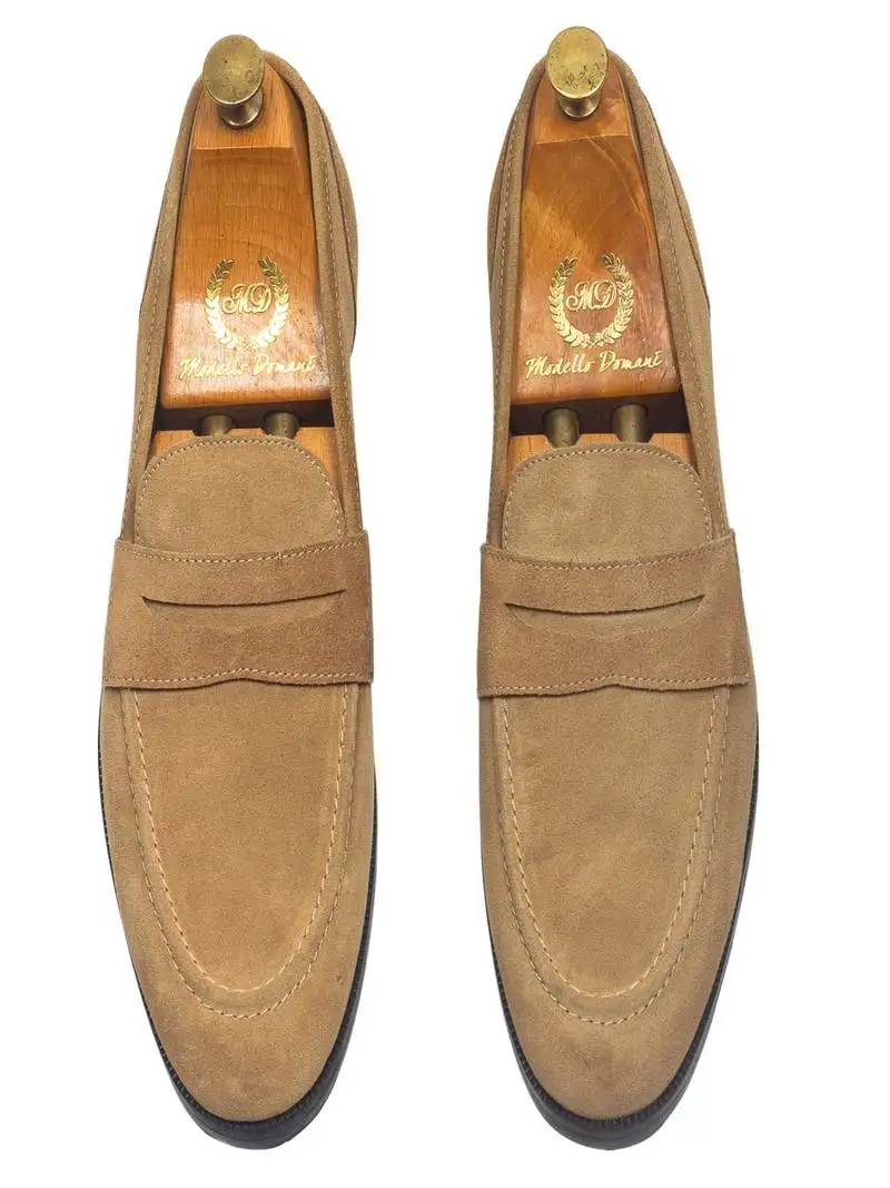 Beige solid leather shoes