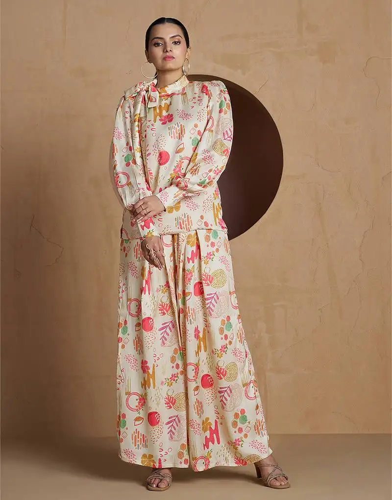 Cream floral print co-ord set