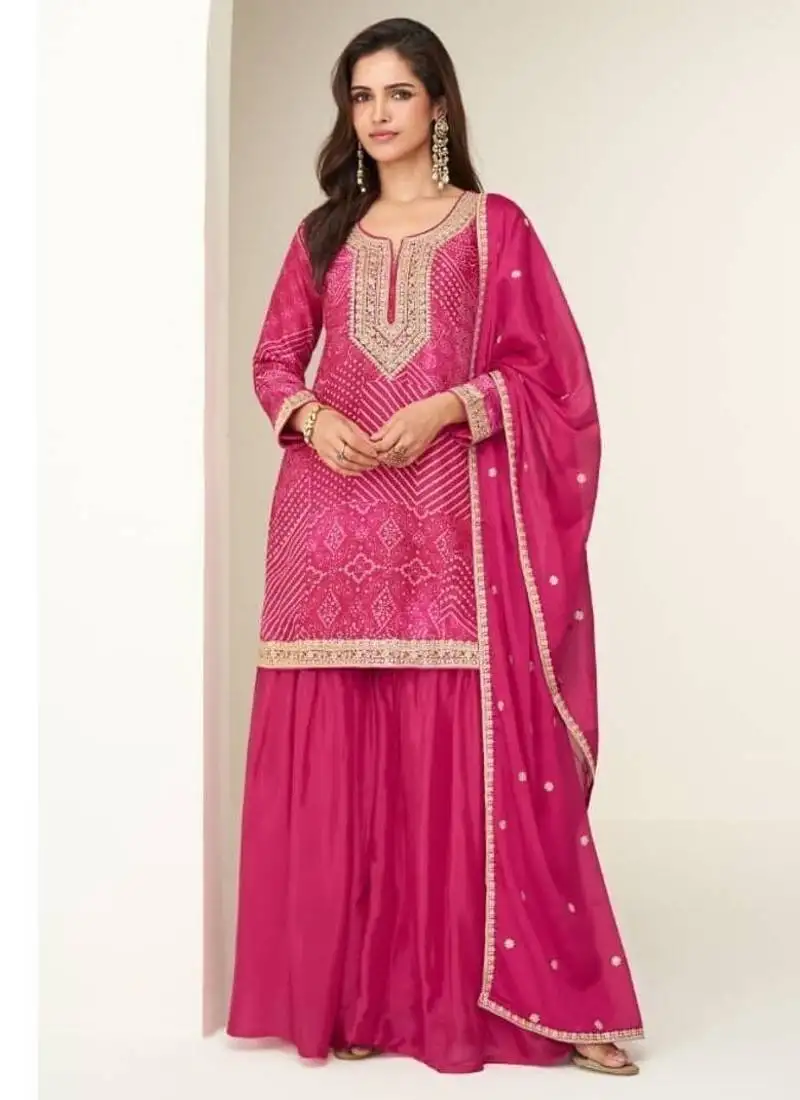 Pink silk semi stitched wedding suits