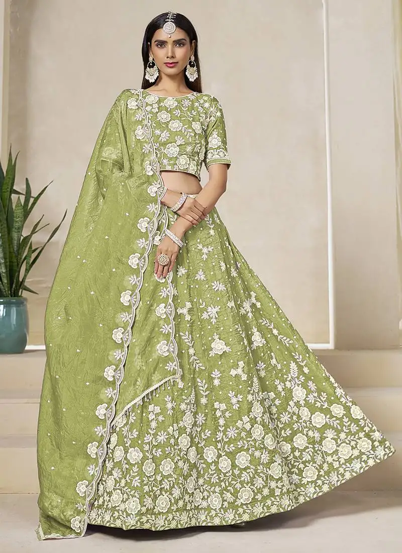 Pista embroidered sequins work organza lehenga choli