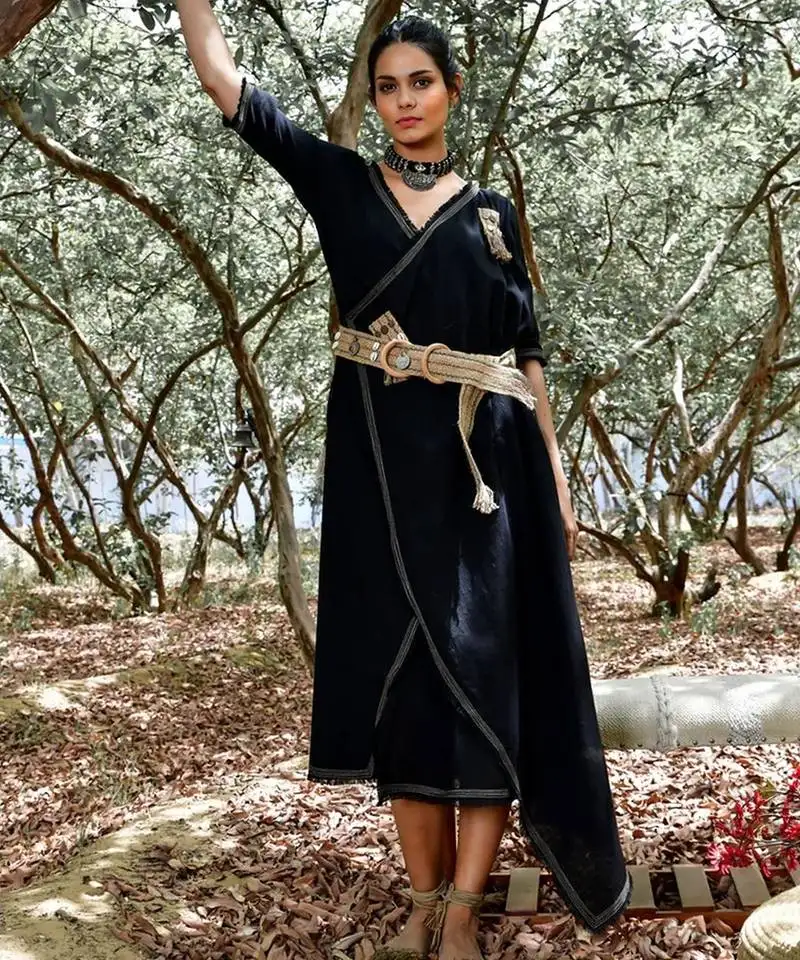 Black sufi azal boho dress