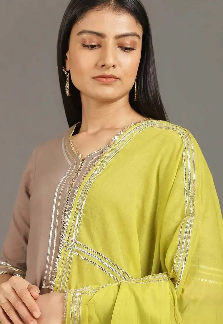 Brown pure cotton layered dress