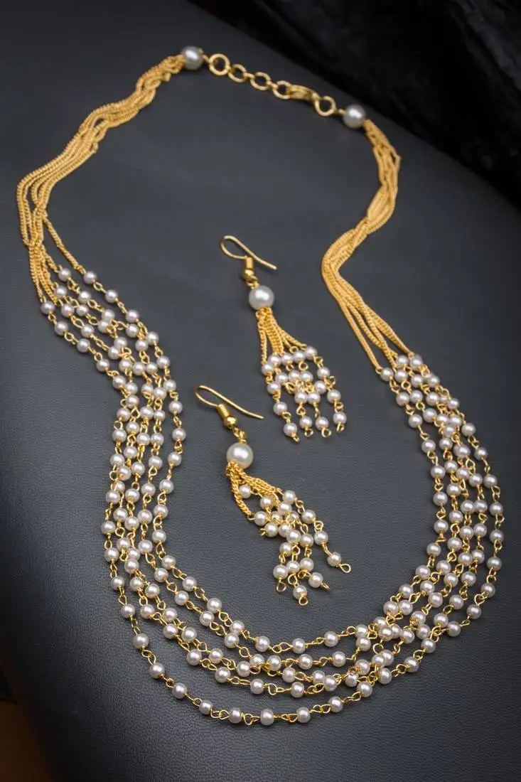 Antique 5 layered pearl mala set