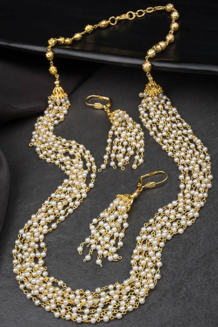 Antique 8 layered pearl mala set