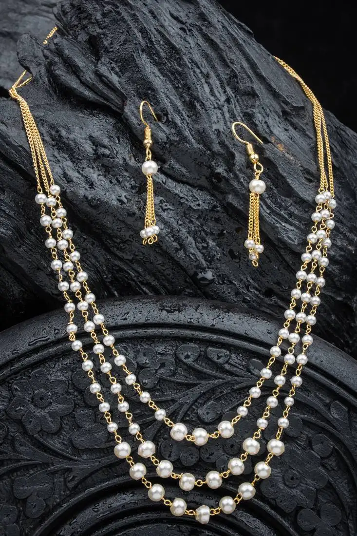Antique 3 layered pearl mala set