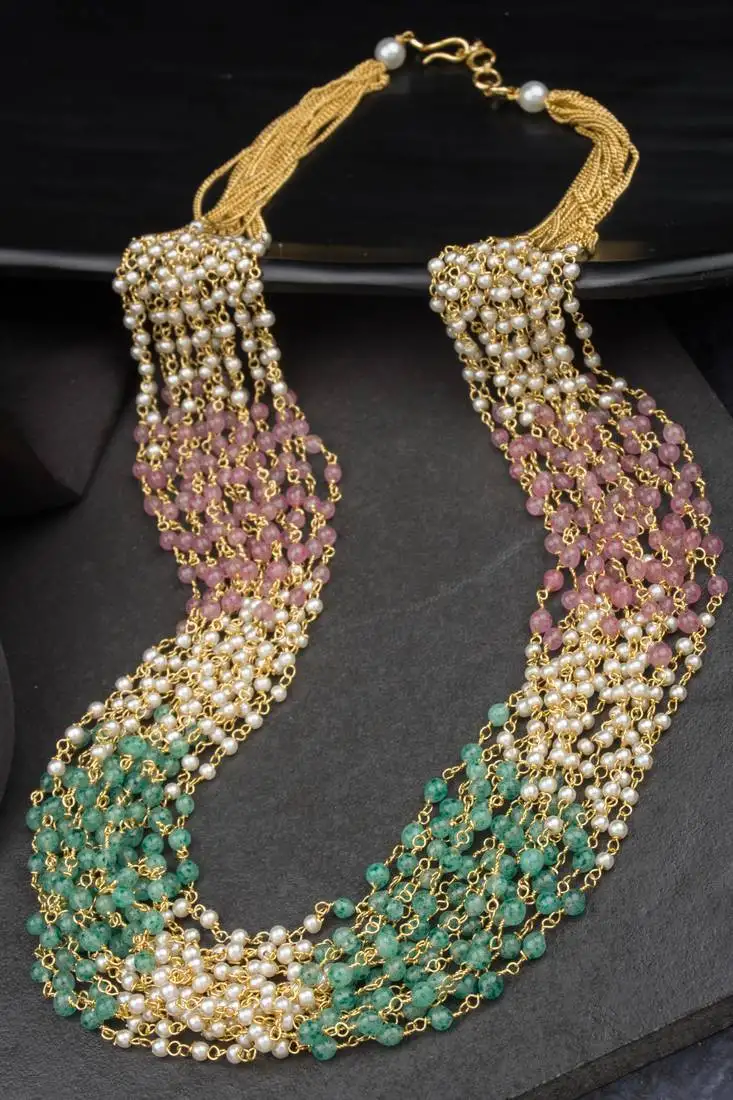 Antique 15 layered multicolored mala