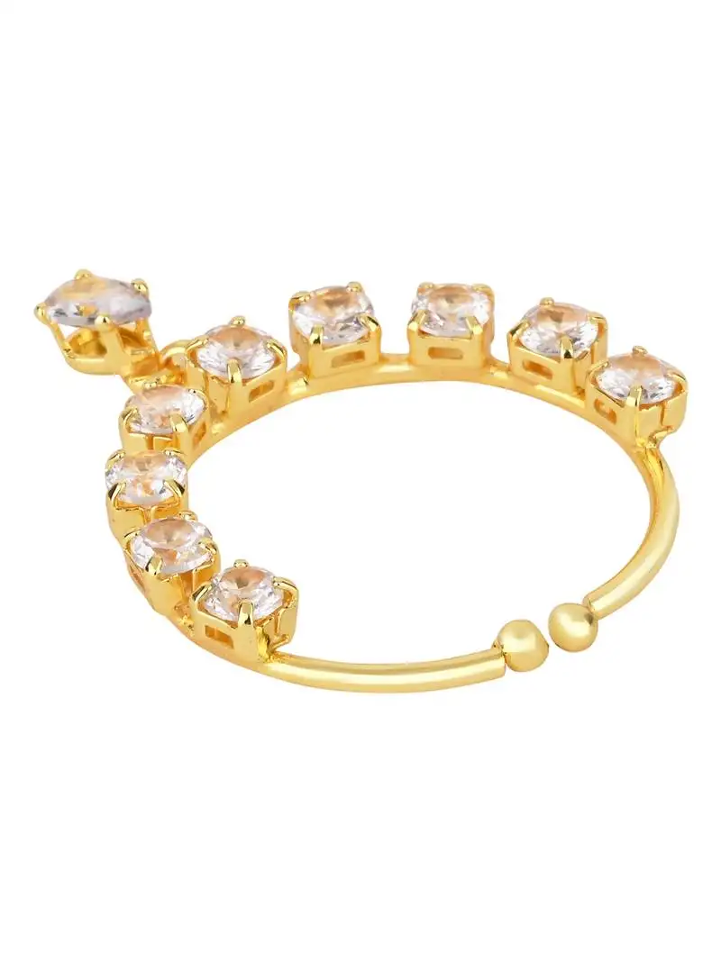 Gold plated drop cz american diamond non-piercing screw press nose ring for women