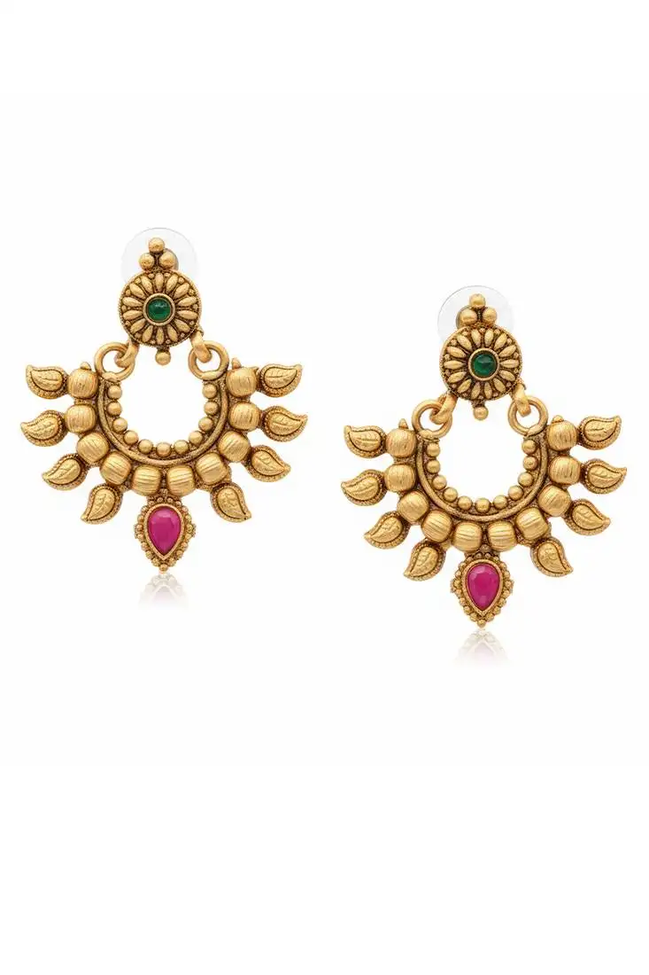 Ruby green beautiful design high gold polish full stone earrings for women