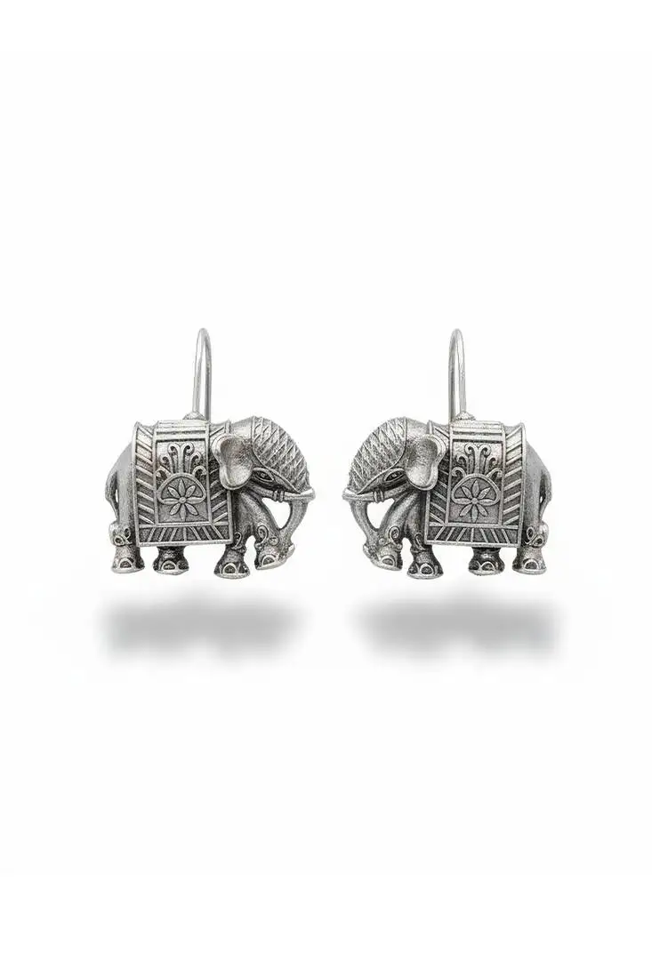 Oxidised silver designer fancy earrings for women | antique style oxidised jewelry