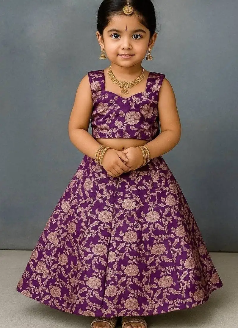 Wine banarasi silk zari weaving pattu langa