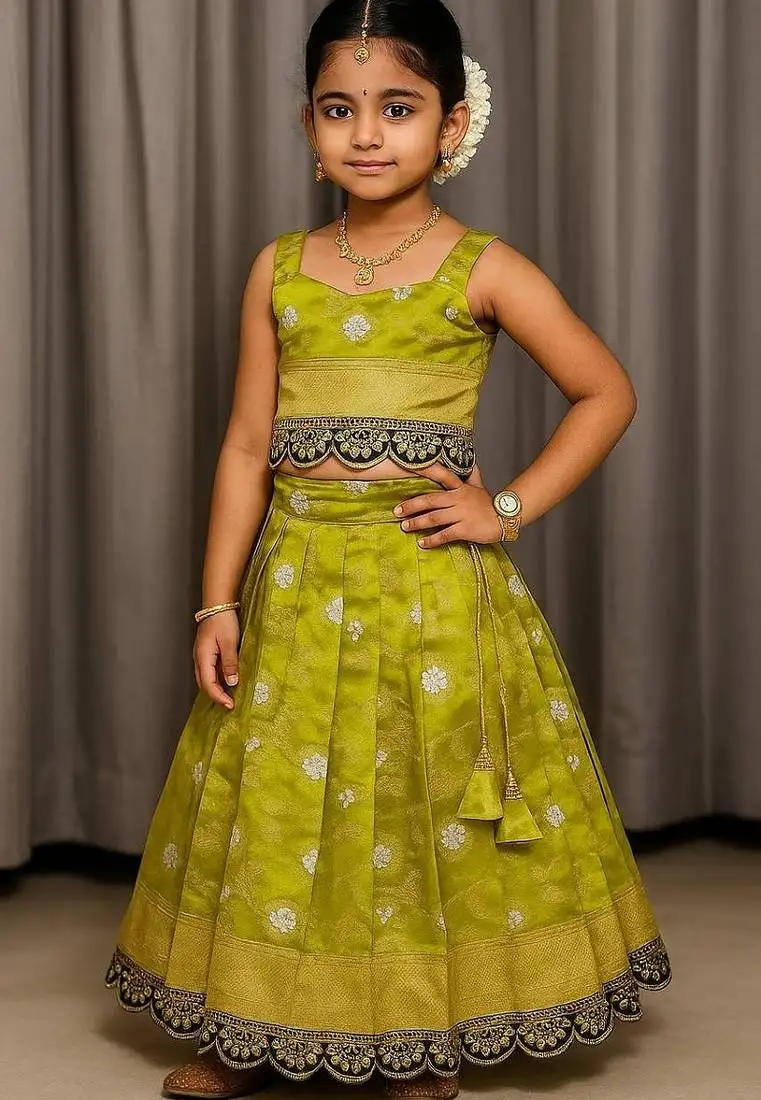 Soft silk zari weaving and pavadai lehenga choli