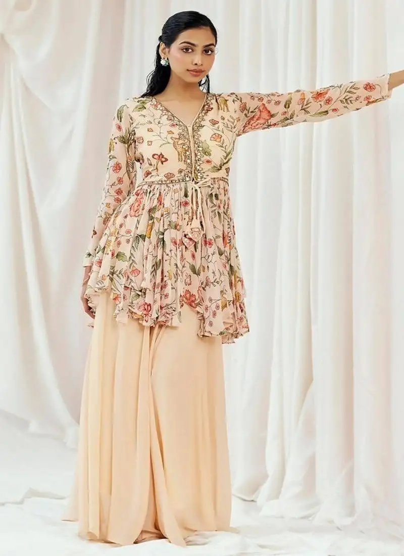 Multicolor printed georgette co ord set