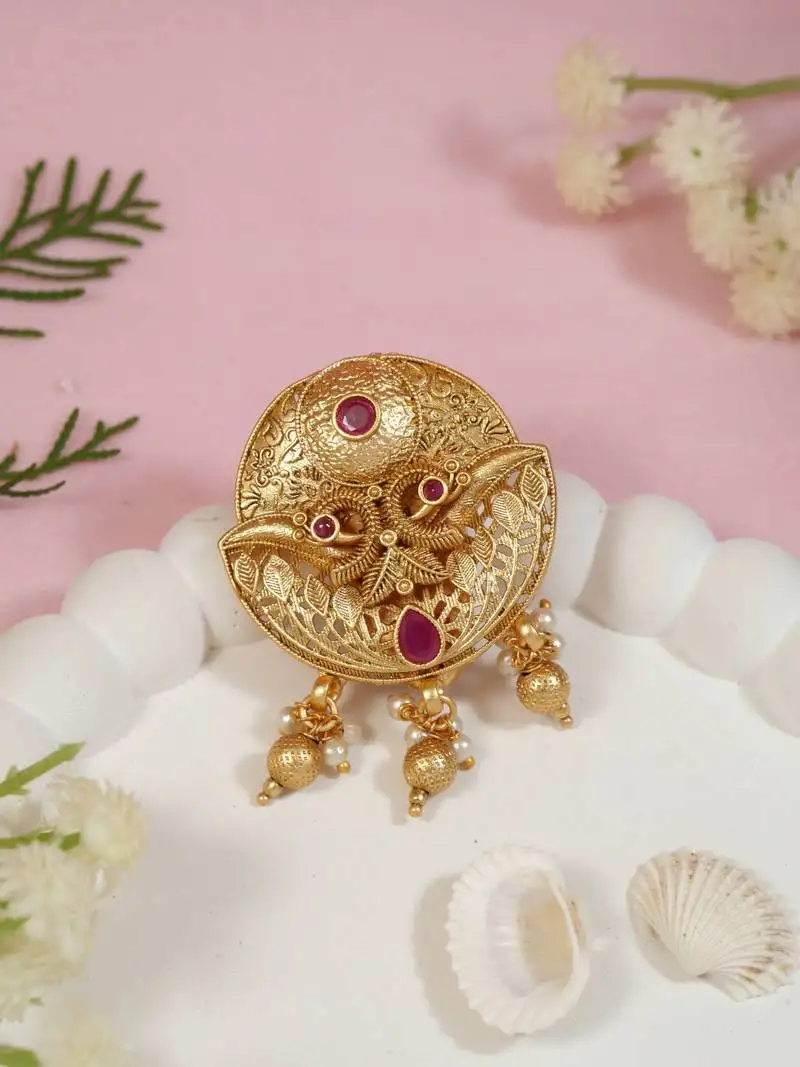 Gold plated traditional saree pin::Dress pins for women