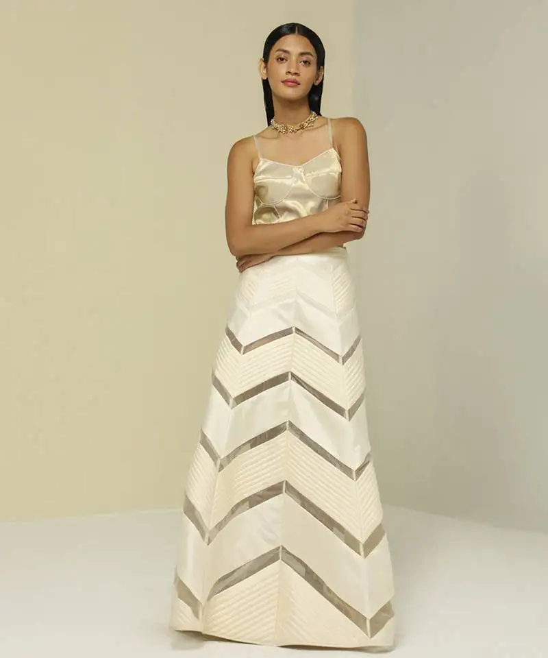 White plain silk jacket set