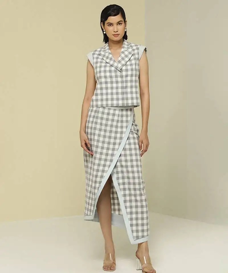 White printed cotton jacket set