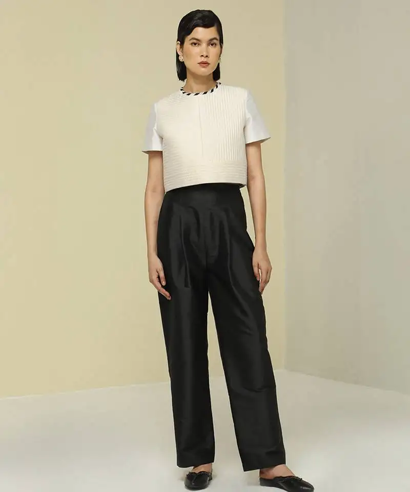 White plain silk co ord set