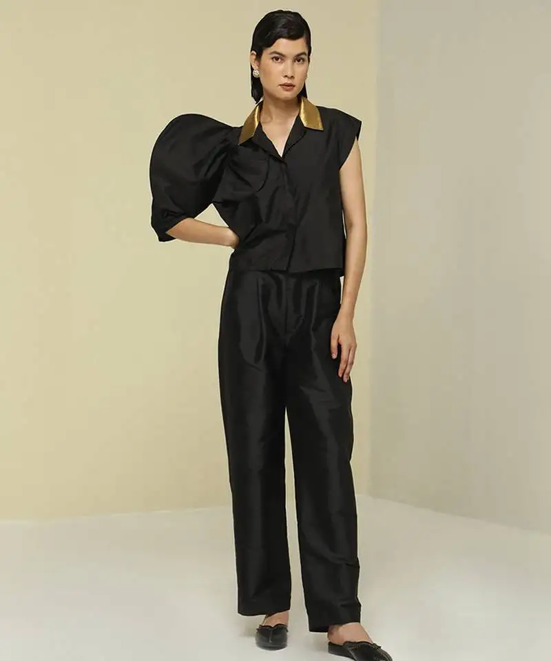 Gold plain silk co ord set