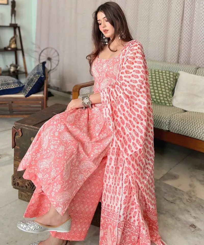 Rayon kurti with palazzo and dupatta set