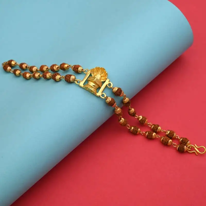 Gold color lord shivling rudraksha bracelet