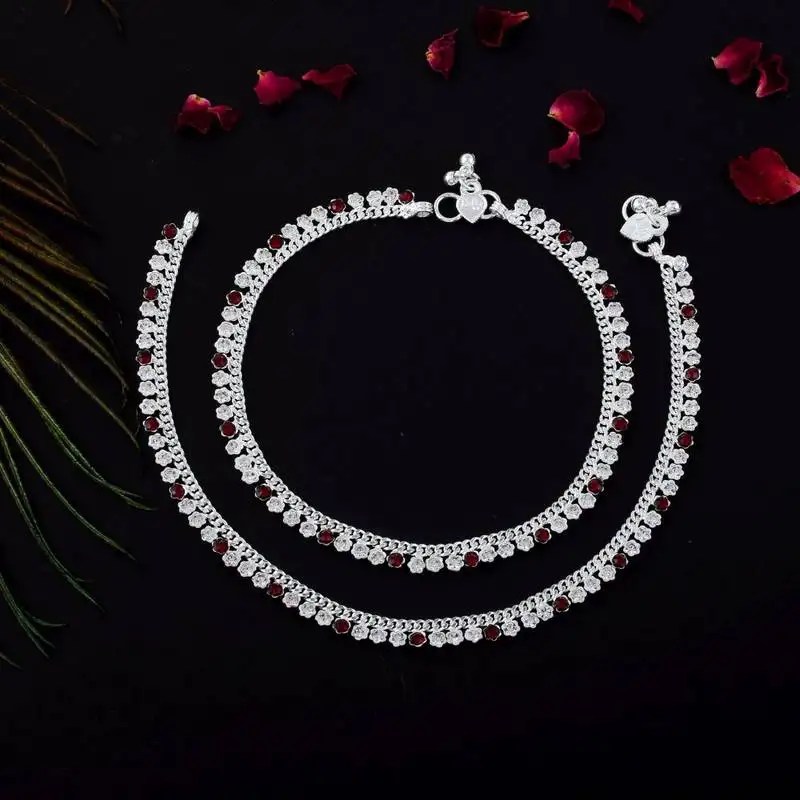 Attractive maroon color anklets crafted for daily wear, parties, and cultural celebrations