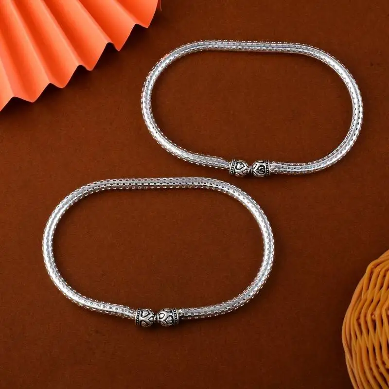 Gorgeous silver color oxidised anklet perfect for festivals, cultural celebrations, and traditional jewelry