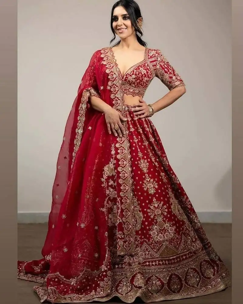 Malai satin embroidery lehenga choli