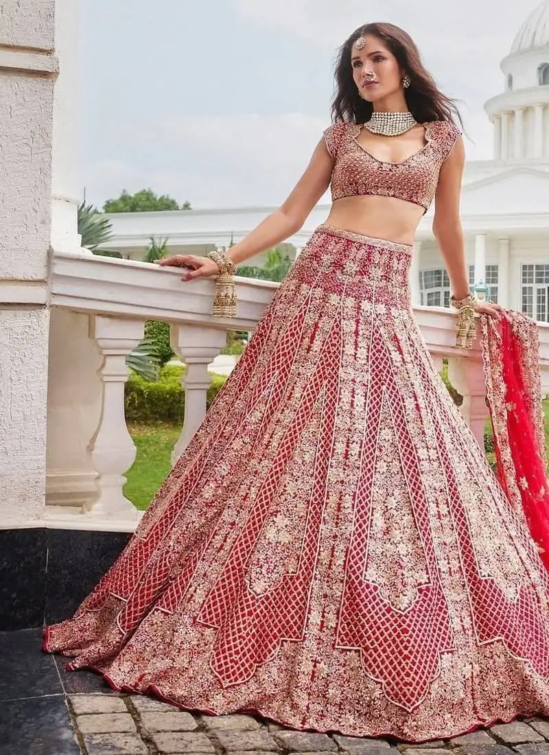Malai satin embroidered lehenga choli with heavy sequins & net dupatta