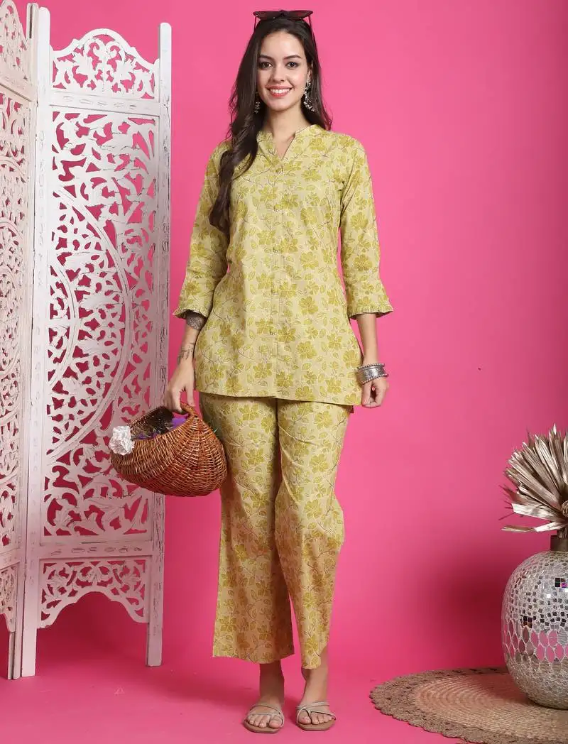 Women's pure cotton foil printed co-ords