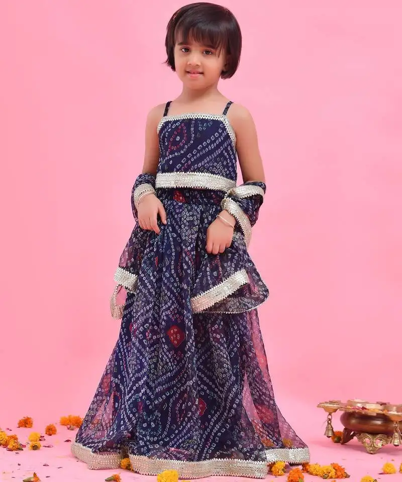 Blue embroidered chiffon lehenga set