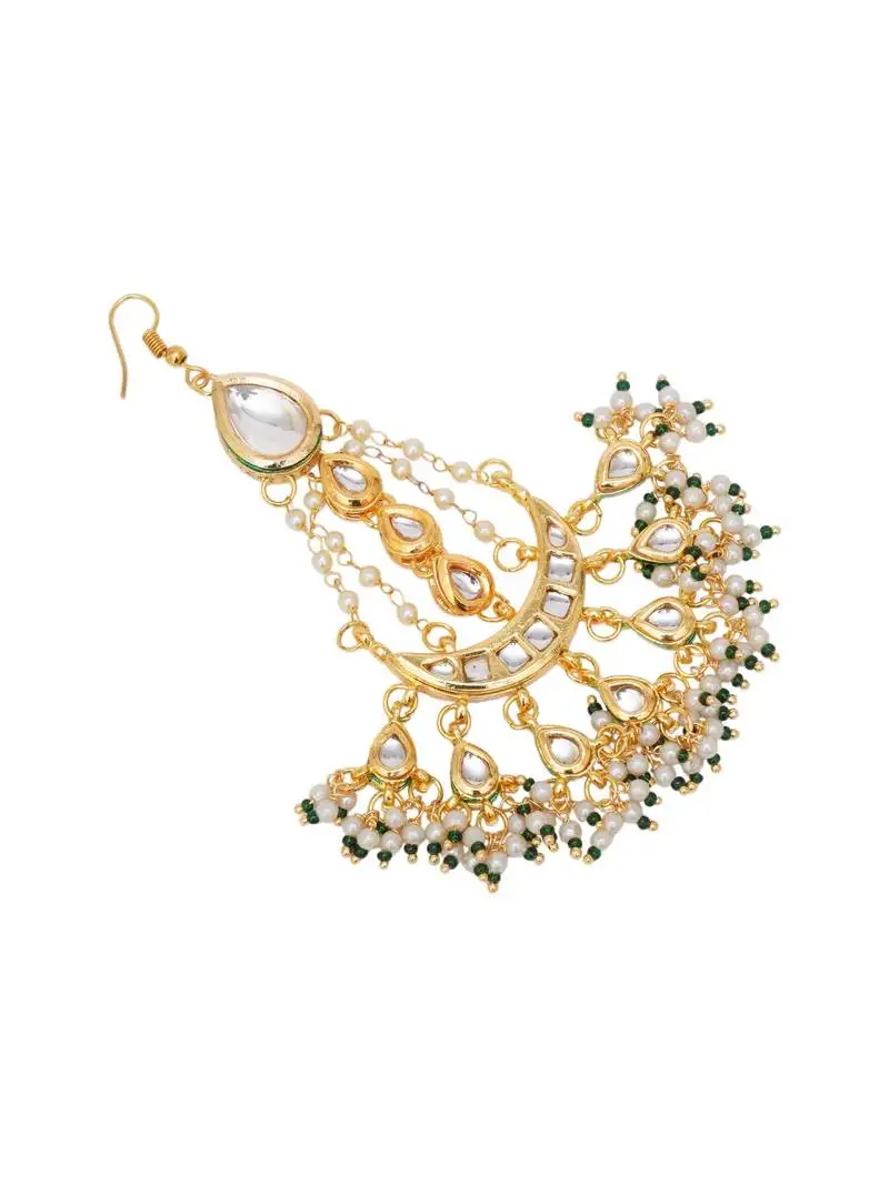 Girls gold-plated kundan studded