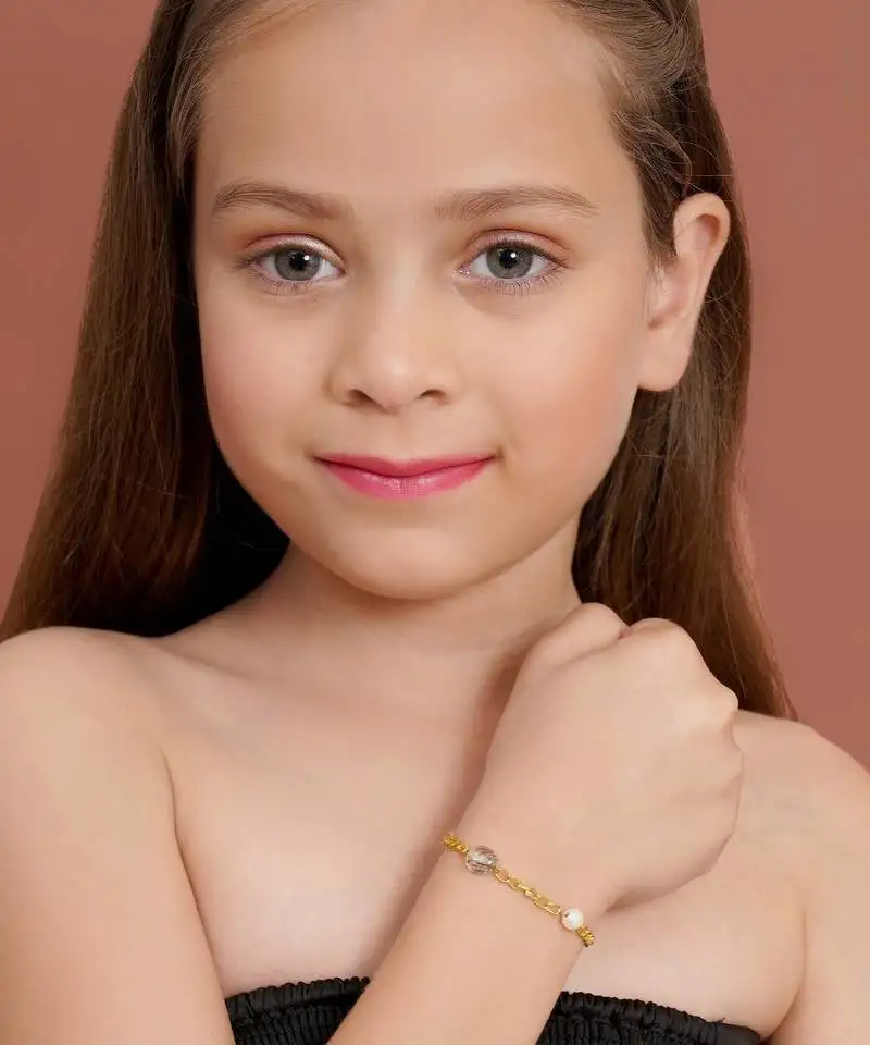 Girls gold-plated stones studded link bracelet