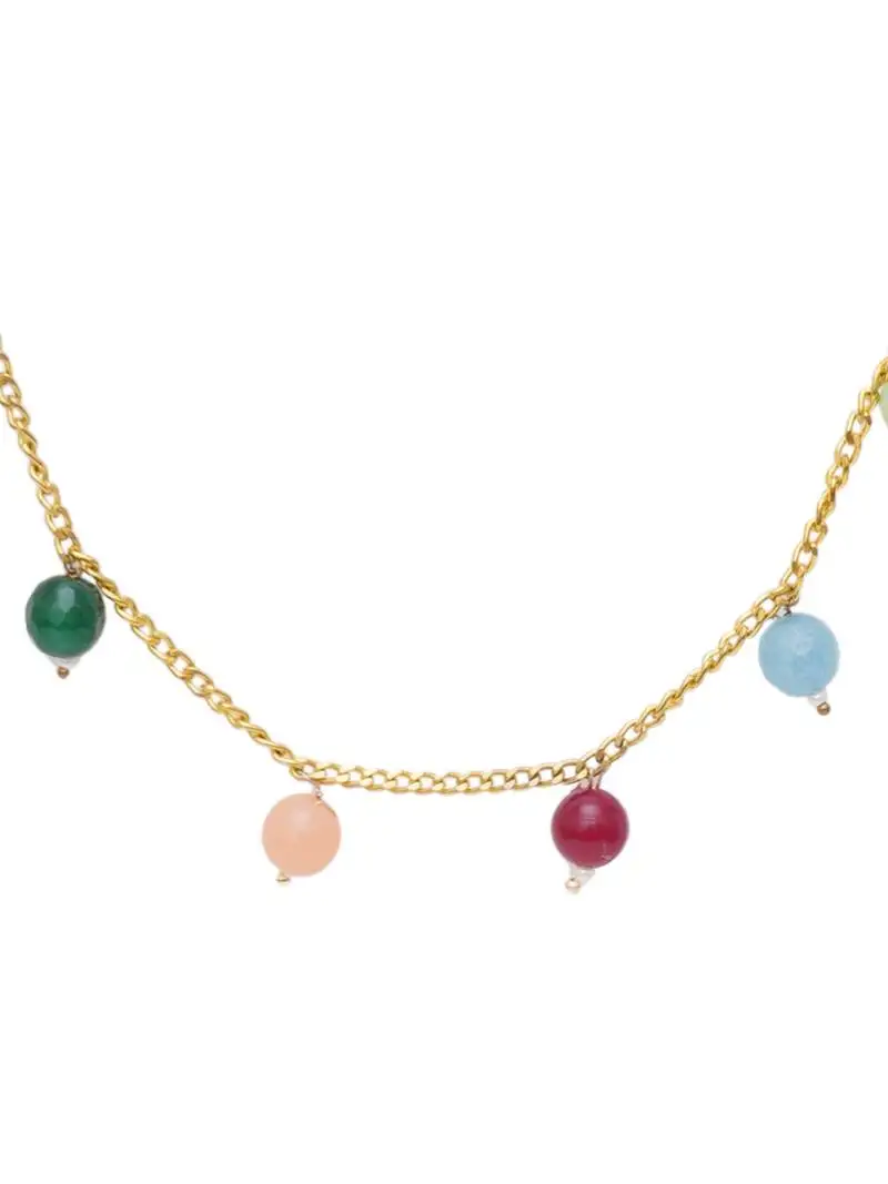 Girls gold-plated artificial beads beaded necklace