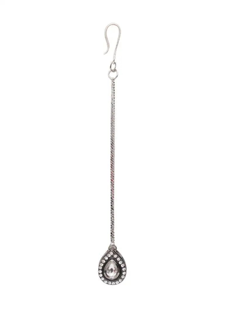 Girls silver-plated kundan stone studded maang tikka