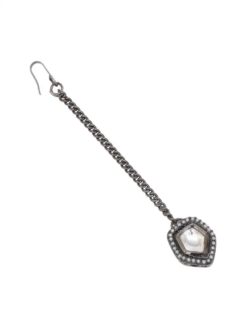 Girls silver-plated kundan-studded maang tikka