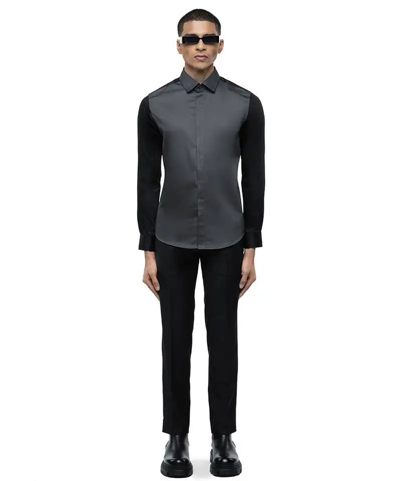 Grey plain cotton shirt