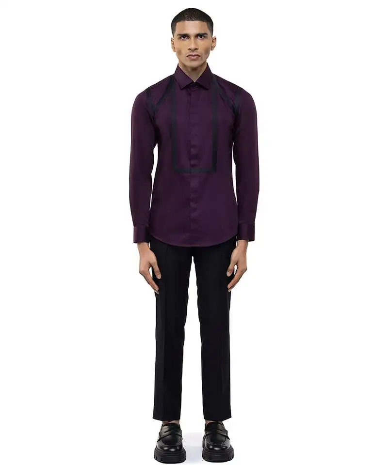 Purple plain cotton shirt