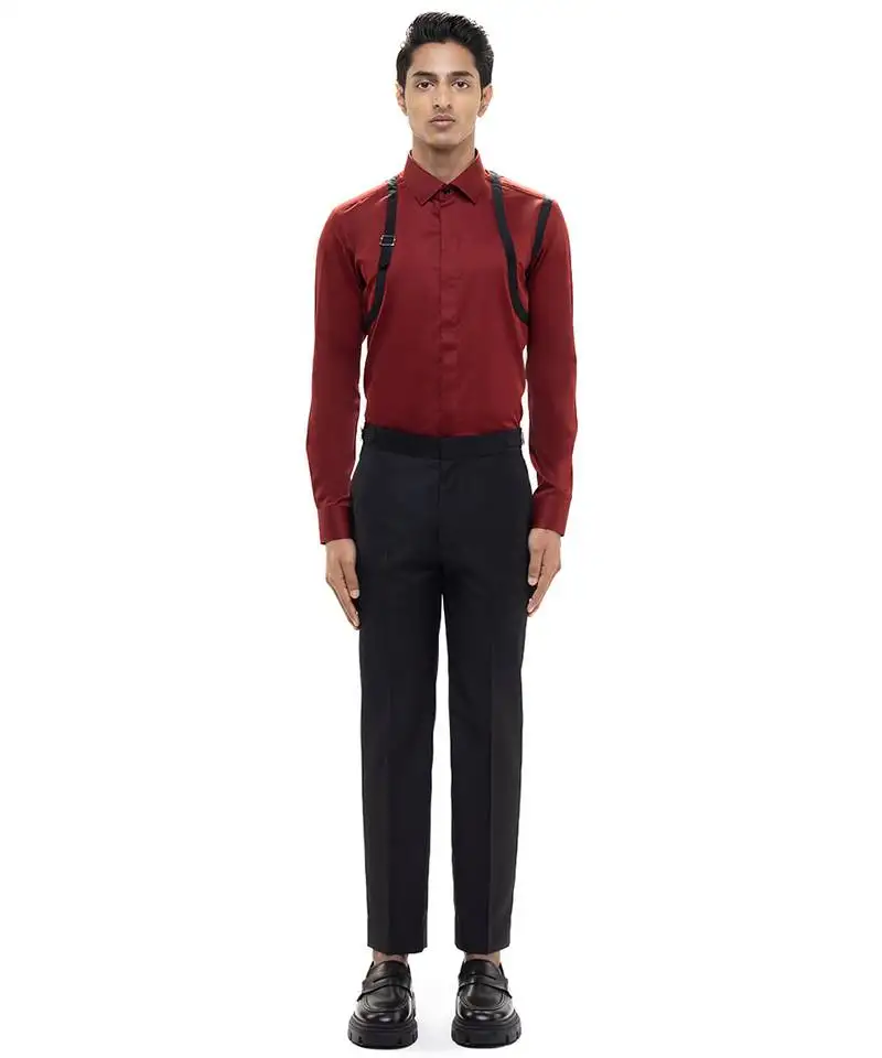 Maroon plain cotton shirt