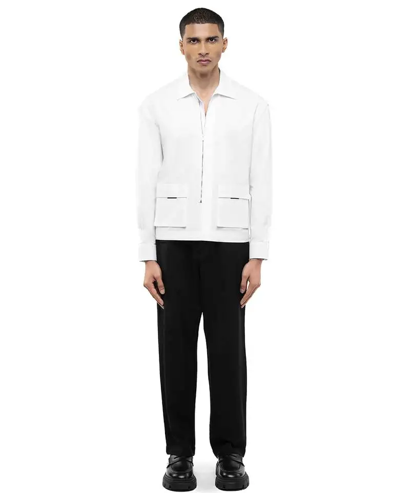 White plain cotton stretch shirt