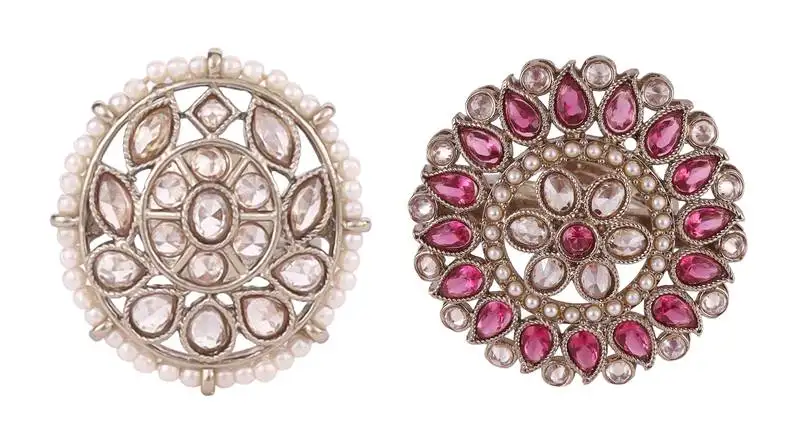 Good-looking oval shape gold plated set of 2 combo adjustable finger ring for women