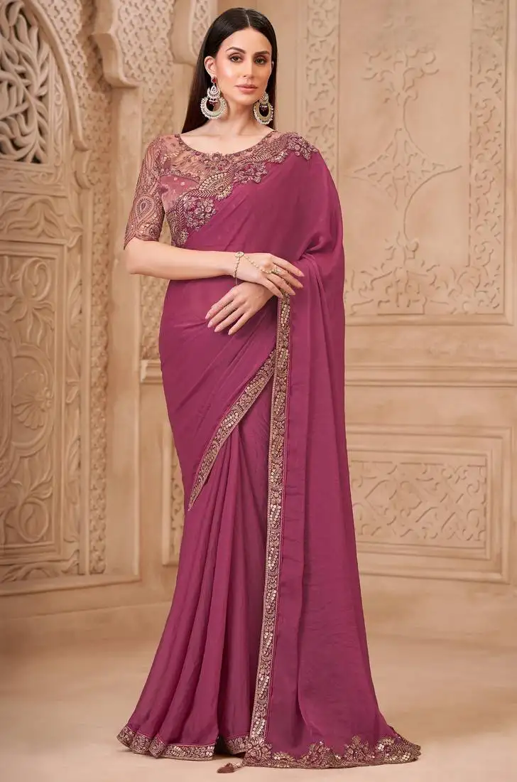 Soft sparkle georgette saree with brocade blouse