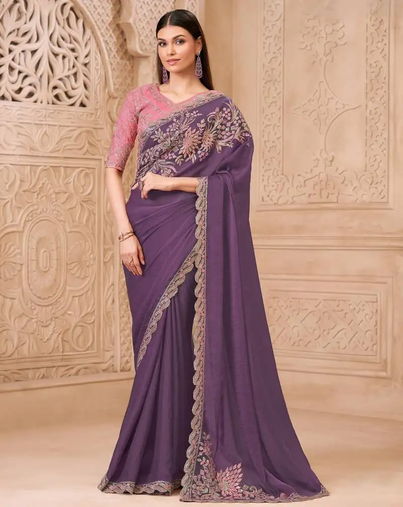 Soft sparkle georgette saree with satin silk blouse